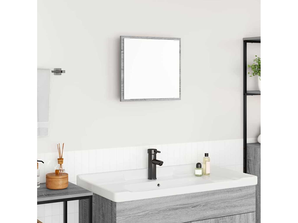 Vidaxl Espelho De Banheiro Led Cinza Sonoma 40 X 37 X 8.5 Cm