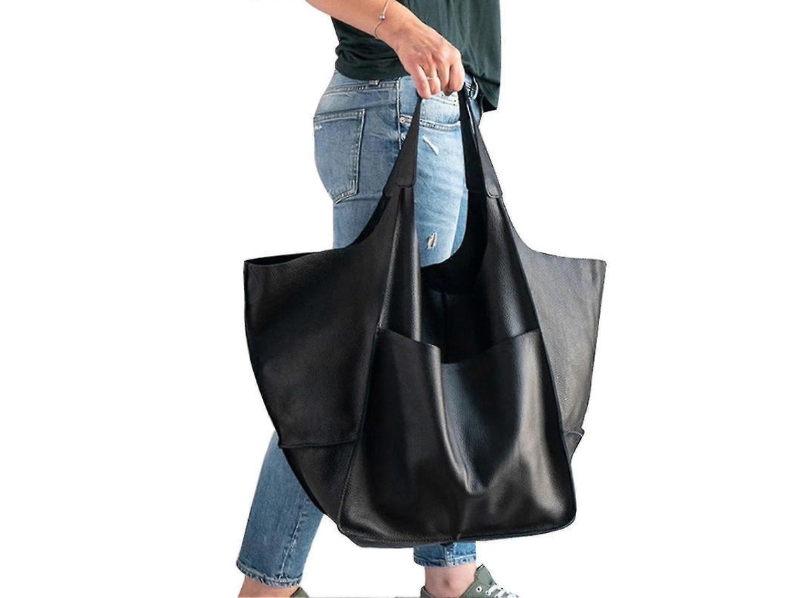 Bolso Satchel de Couro PU, Grande, Trabalho, Ombro, Transversal, Oversized S/MARCA
