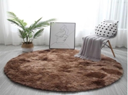 Lurelia Tapete Redondo Infantil Antiderrapante Macio Fofo Cinza Escuro Café 140 Cm Sala Quarto R825