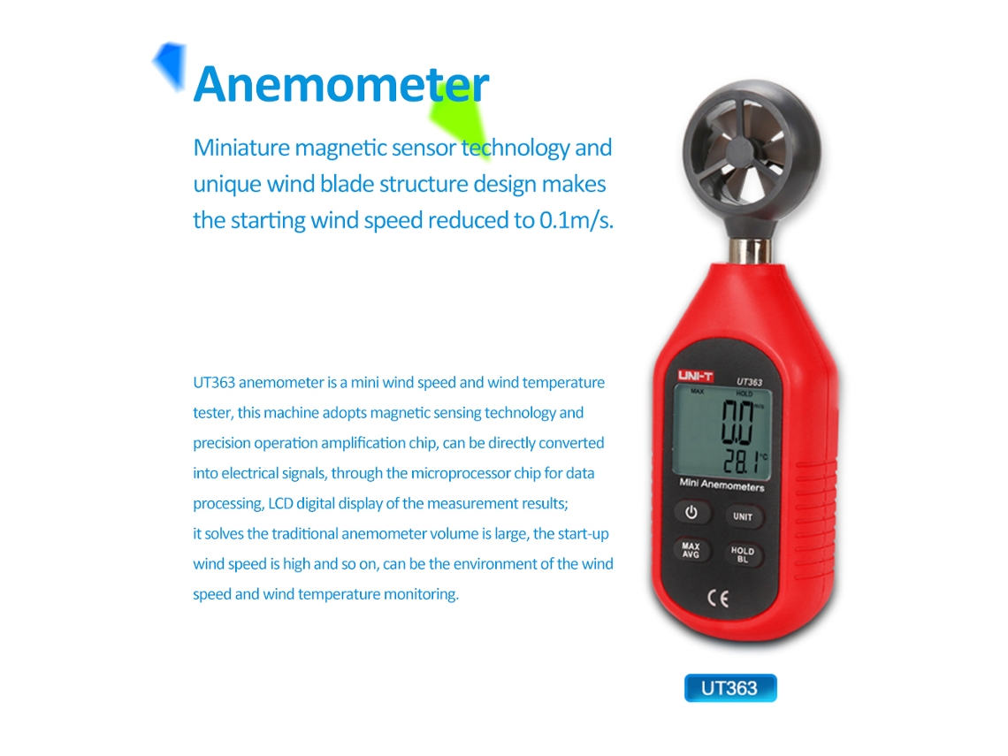 Anemômetro Digital TA642B com Medição de Velocidade do Vento e Temperatura | S/MARCA
