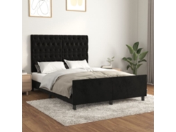 Vidaxl Estrutura De Cama Sem Colchão 140x190 Cm Veludo Preto