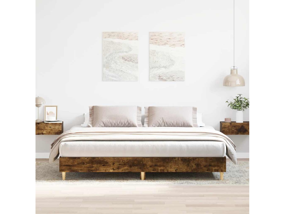 Vidaxl Estrutura De Cama Sem Colchão 160x200 Cm Carvalho Fumado