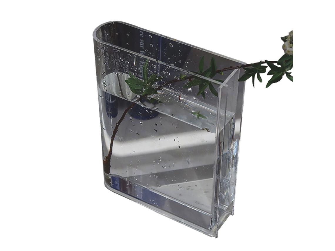 Baok - Vaso decorativo em formato de livro para flores, ideal para casa, quarto e escritório, com estilo estético e toque cultural. Transparente (letras pretas).