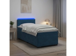 Vidaxl Cama Box Spring Com Colchão E Led Azul 100 X 200 Cm Veludo