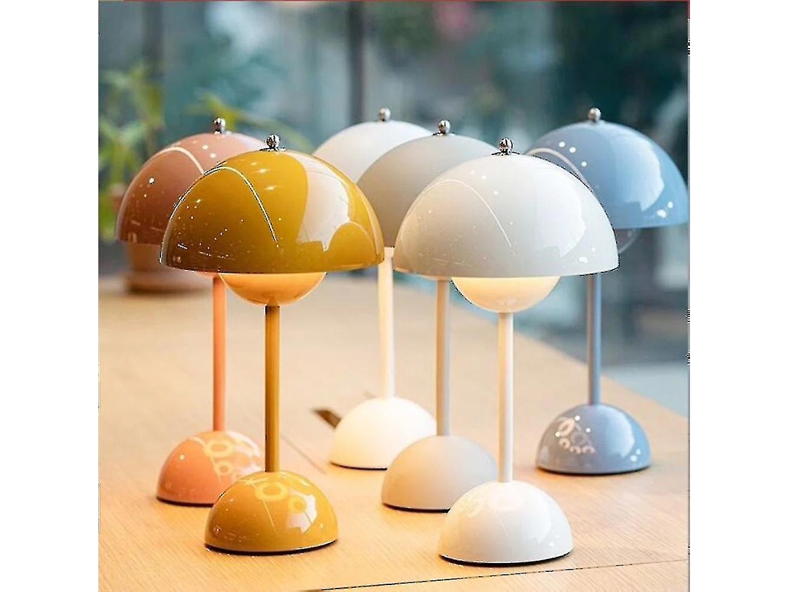 Luminária de Mesa Led Recarregável em Formato Cogumelo, Luz Noturna para Quarto e Sala de Jantar, com Toque, Decoração Simples e Moderna BRILVIBERA