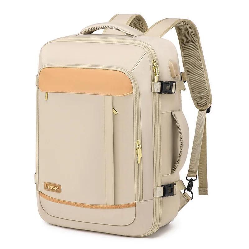 (5116-bege) Mochila De Viagem Feminina, Grande Capacidade, Mochila De Viagem Executiva Masculina