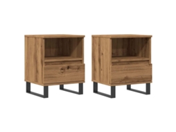 Bedside Cabinet, Bedside Cabinets Vidaxl Marrom Madeira Processada (n/a)