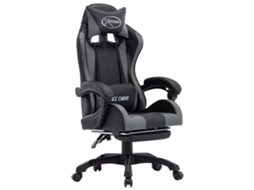 Vidaxl Cadeira Estilo Corrida C/ Apoio Pés Couro Artif. Cinzento/preto