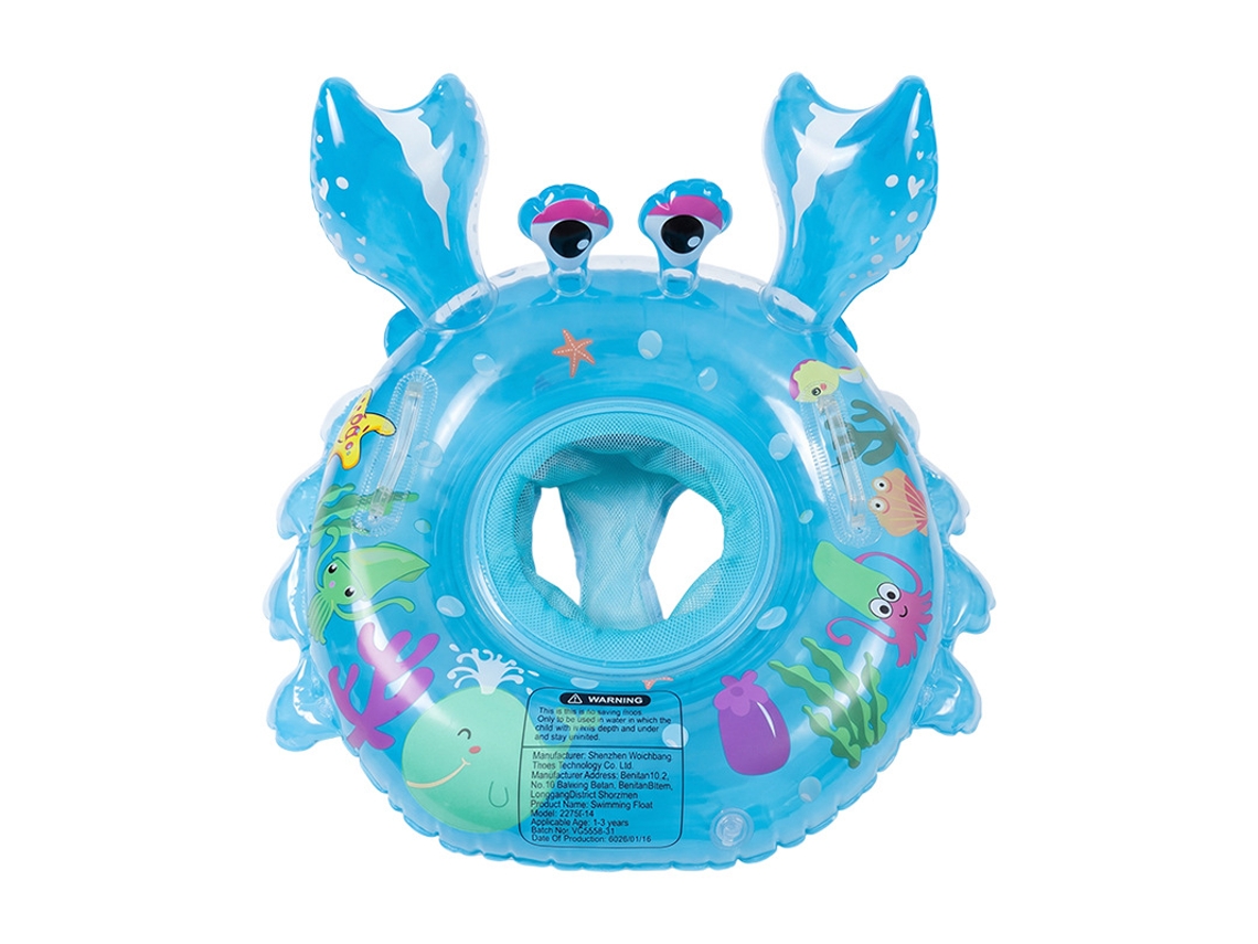 Boia Infantil Em Formato Caranguejo Azul Transparente, Assento De Malha Para Bebês, Pvc Inflável Para Piscina E Praia