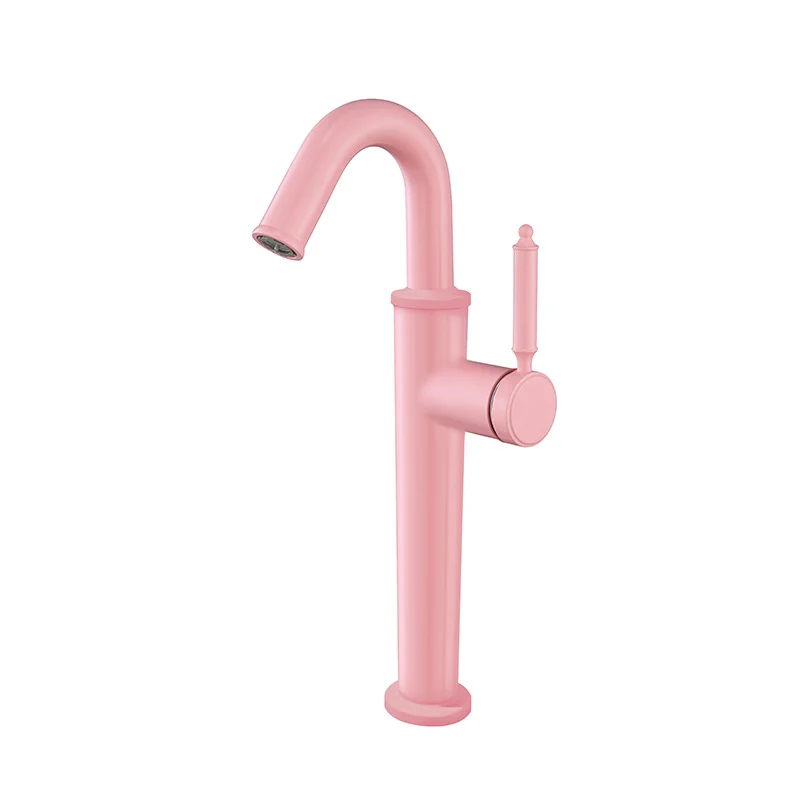 (rosa G1/2) Torneira Grande Curva Em Cobre Em Formato De U Com Iluminação De Pia Para Água Quente E Fria, Luxuosa E Simples.