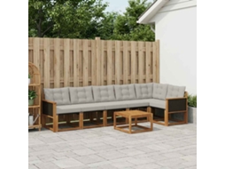 Vidaxl Conjunto De Sofás Para Exterior 7 Pcs Natural E Cinzento-claro
