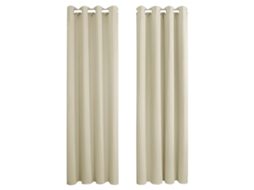 Cortinas Com Ilhoses (conjunto De 2), Cortinas Opacas, Dimensões 240 X 140 Cm (comprimento X Largura), Bege