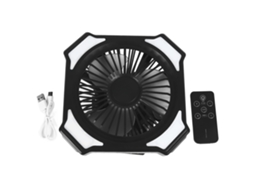 Ventilador de Camping com Lanterna Led 10000mah Recarregável Preto
