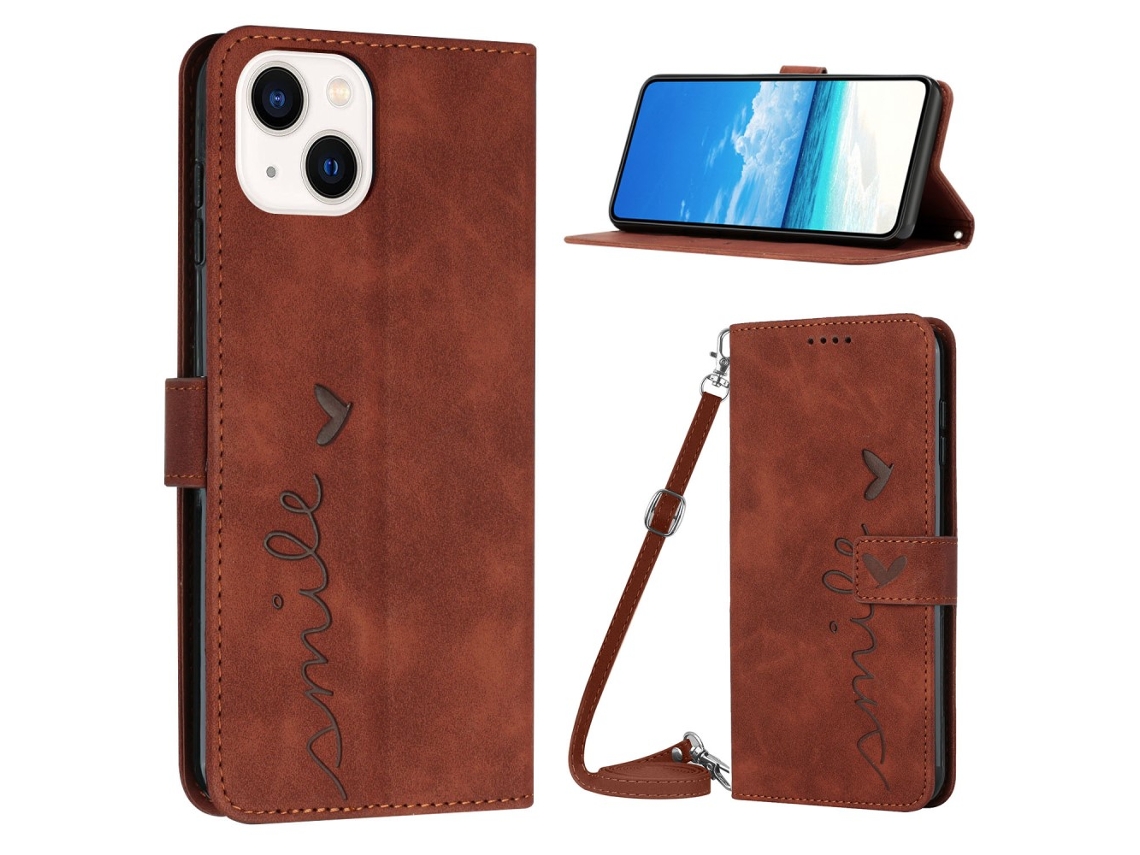 Capa Quedas Pega Para Iphone 15 Pele Sintética Castanho