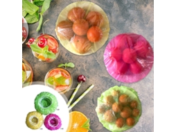 Pack 60 Capas Elásticas Reutilizáveis Para Alimentos - Coberturas Transparentes E Coloridas Para Pratos E Taças