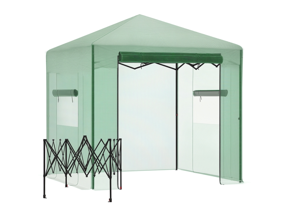 Estufa Estufa Estrutura Fria De Casa De Tomate Com Porta E Janela Para Enrolar Aço Pe Verde Escuro 238 X 178 X 240 Cm Ch