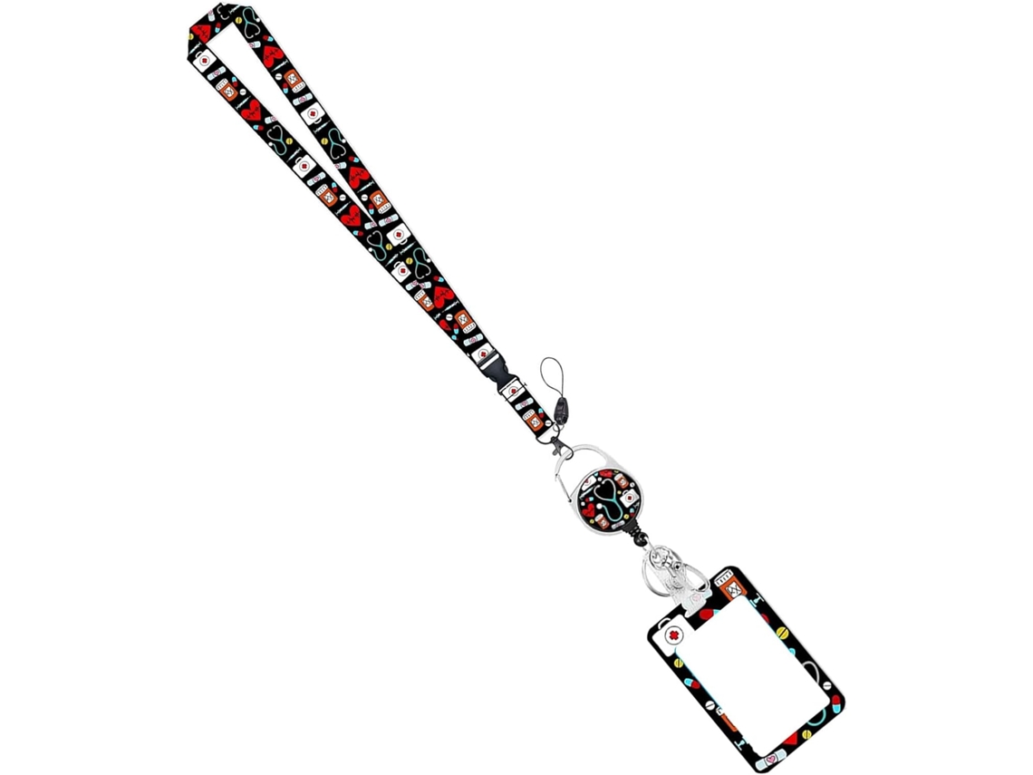 Porta Crachá Extensível Com Cordão E Argola Chaveiro
