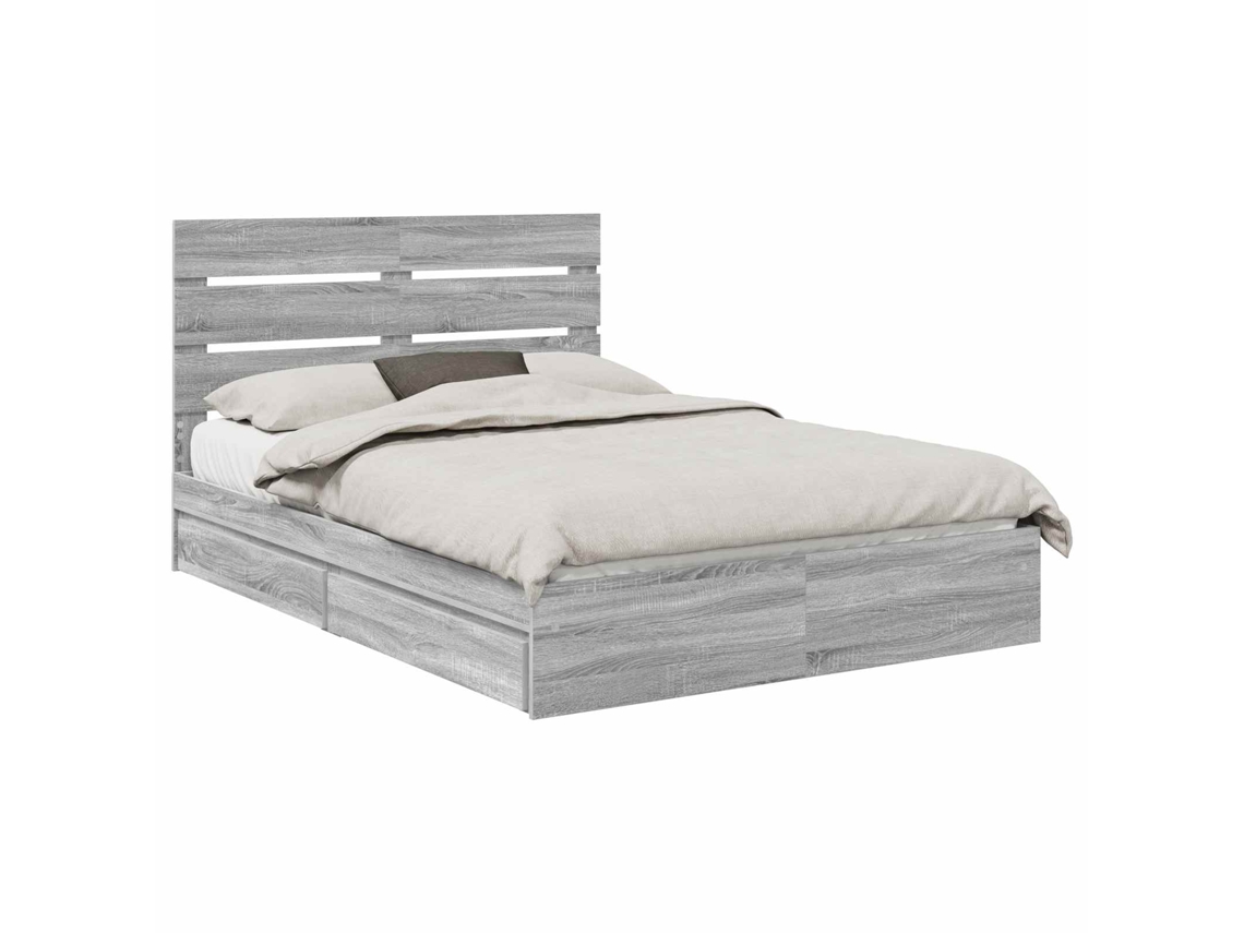 Cama com Armazenamento com Cabeceira Cinza Sonoma 150x200 cm MAISON EXCLUSIVE