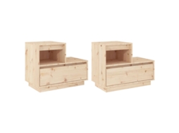 Bedside Cabinet, Bedside Cabinets Vidaxl Marrom Madeira De Pinho (n/a)