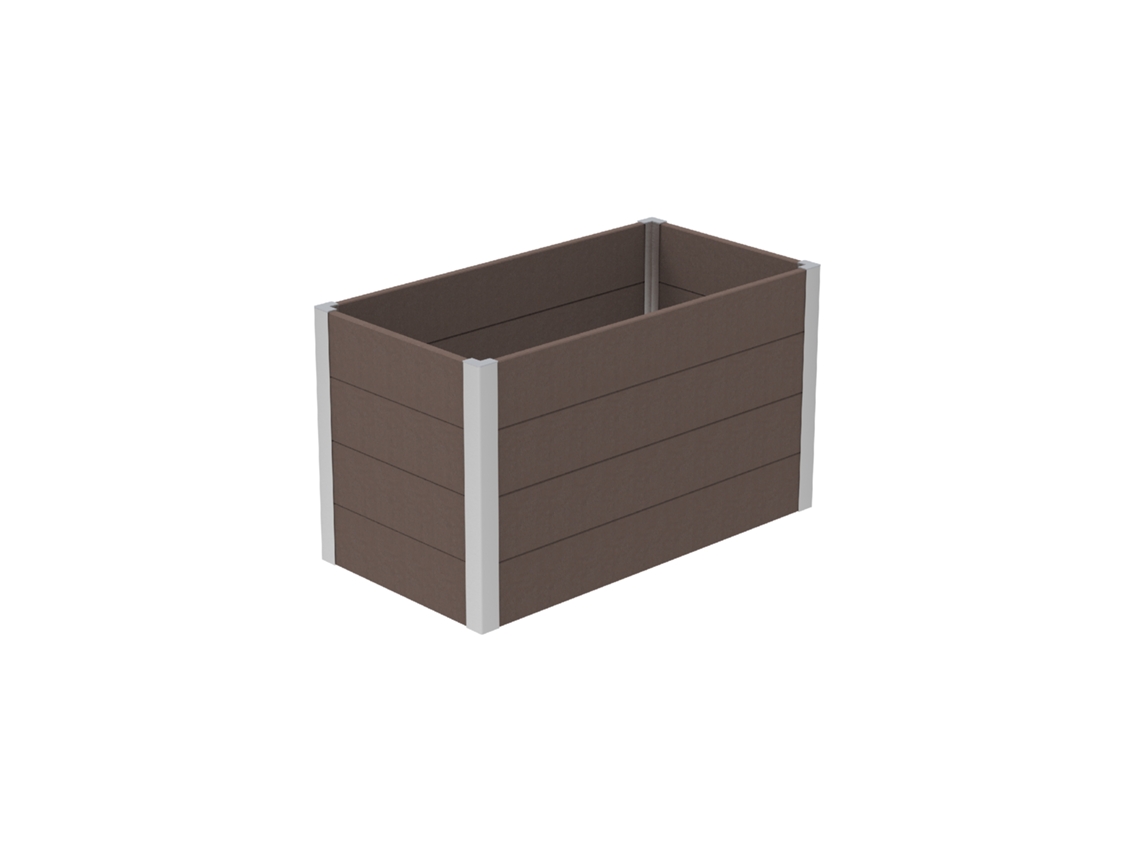 Canteiro Elevado Exterior Retangular Botan Em Wpc, Cor Café, Vaso De Cultivo Sem Fundo, 100 X 50 X 60 Cm, Capacidade De 300 L - Mog Casa