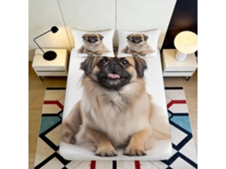 Conjunto de Cama com Estampa 3d Cachorrinho em Microfibra Fronha 200x200cm
