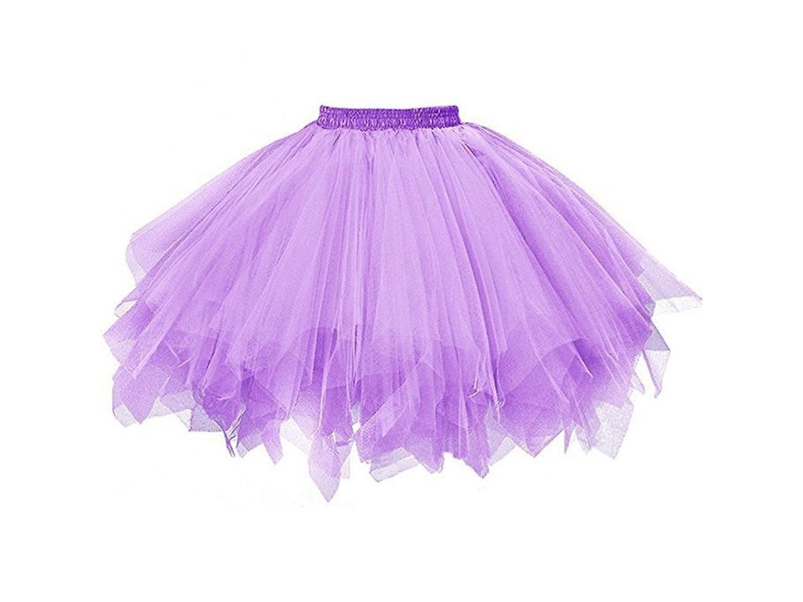 Saia de Tule Feminina Plissada de Tule Curta para Carnaval Dança Adulta Tutu Moda Casual Gratis Morado
