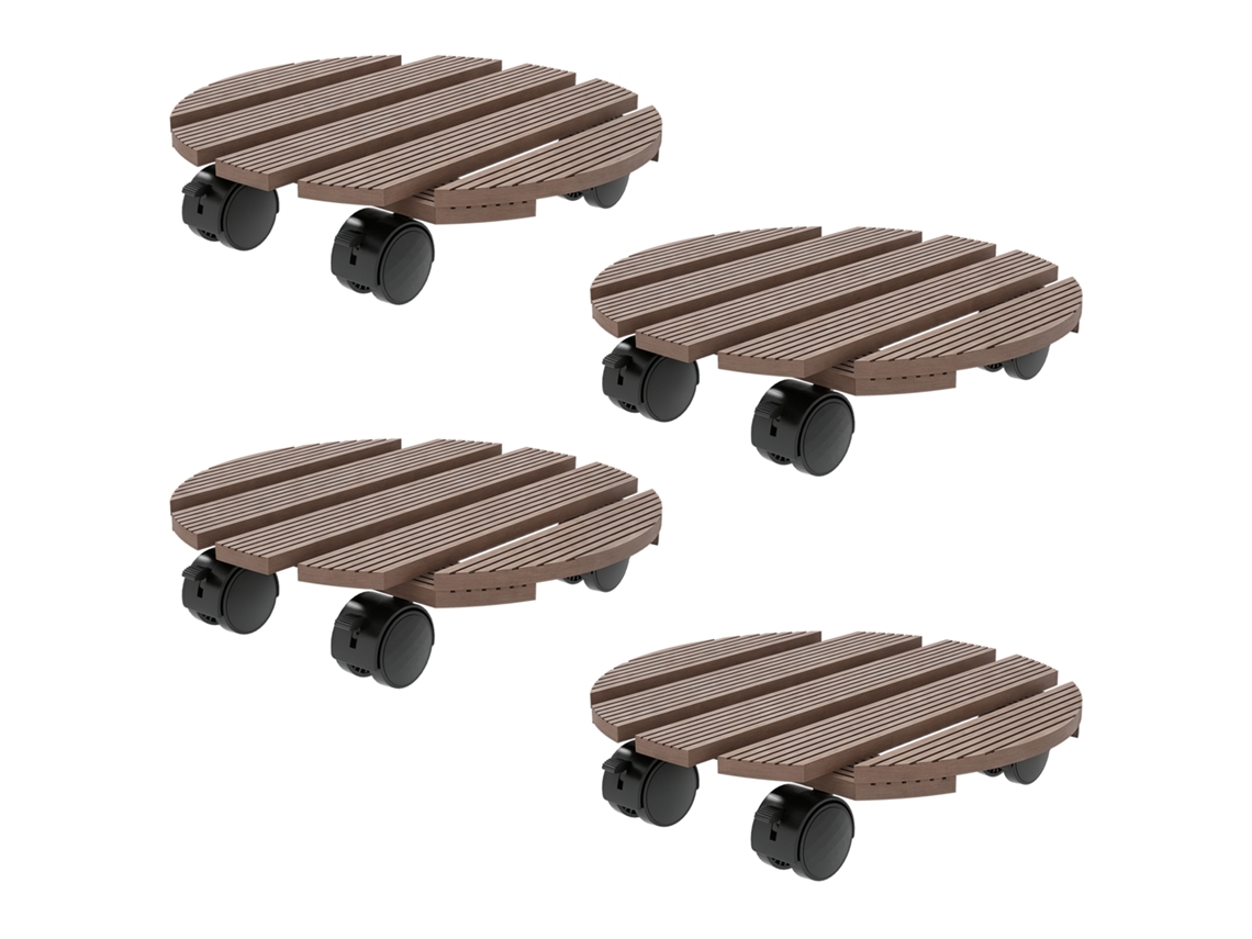 Conjunto de 4 suportes CHEZMOI redondos, Ø30 cm, com rodas