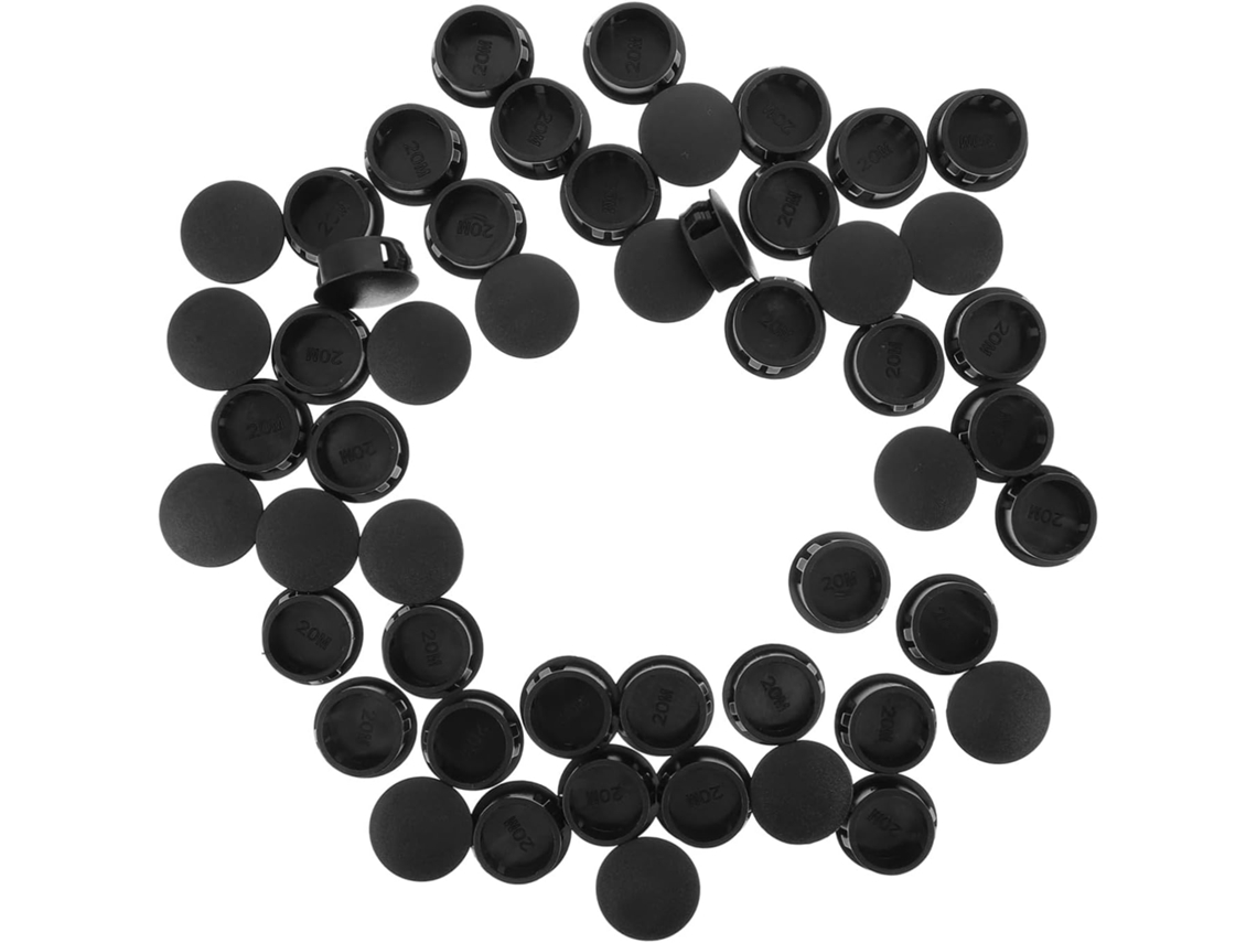 Hemobllo Tampões De Nylon Preto Para Orifícios Armários, 2cm, Fecho De Pressão, 50-unidades, Tampas Redondas De Plástico