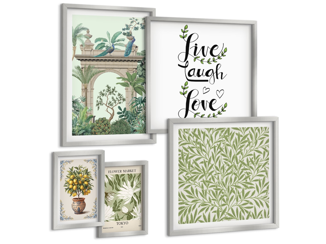 Quadros Decorativos Para Parede Cartões Delicados Em Aquarela Moldura Preta Fotos Para O Escritório Espelharte (conjunto De 5 Imagens)