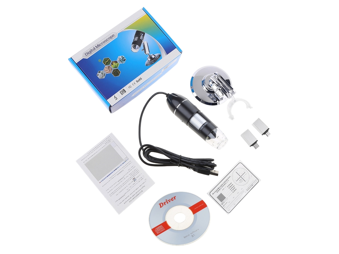 Microscópio Digital, 1600x, Usb-c, Led, Com Luzes Para Observação E Reparos, Compatível Com Windows E Pc