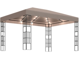vidaXL Gazebo com cordões de luzes LED 4x3 m cinza-acastanhado