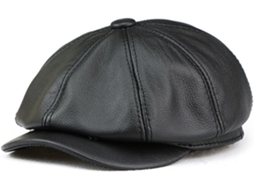 Boné Masculino Octogonal em Couro Genuíno SFUSHOS Estilo Vintage para Inverno, Quente e com Design Artístico