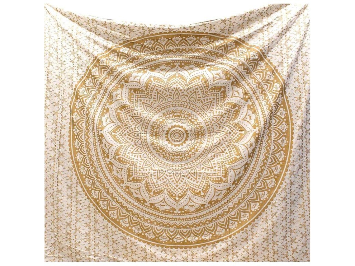 Manta Mandala Dourada Ombre Índia Parede Pendurada Tapete Boêmio Hippie Decoração Oriental