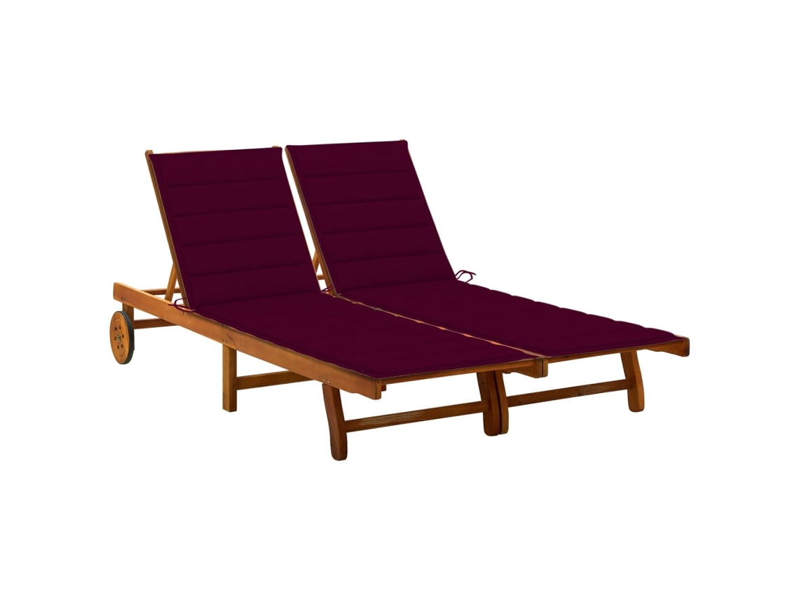 Sunlounger, Sunloungers Vidaxl Vermelho Madeira De Acácia (200 X 123 X 85 Cm)