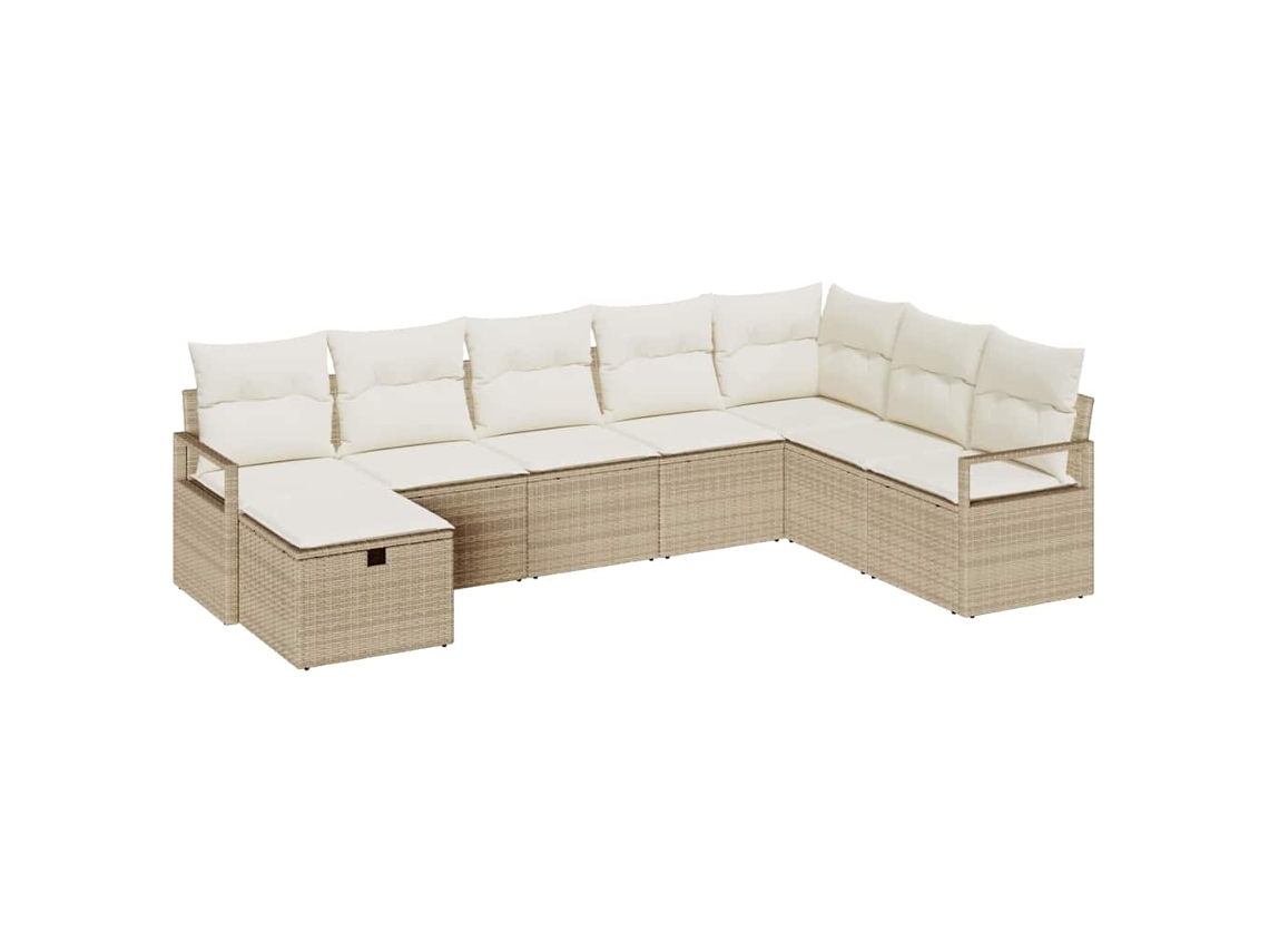 Conjunto 8 Sofá De Jardim Vidaxl Bege Vime Pe