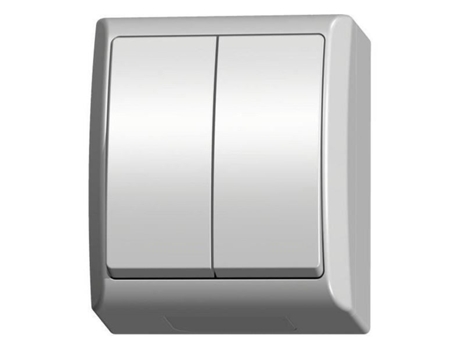 Interruptor duplo liga/desliga de superfície à prova d'água Ospel Fala IP44, branco, com 2 botões e fio, bidirecional