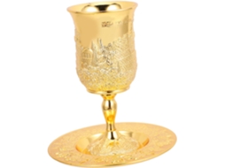 Conjunto De Taças Para Kidush Em Liga De Zinco Dourado, Reutilizável E Durável