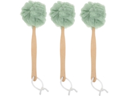 Conjunto De 3 Escovas Banho Plafope Com Cabos Nylon Verde Para Esfoliação Corporal E Limpeza, Deixando A Pele Macia E