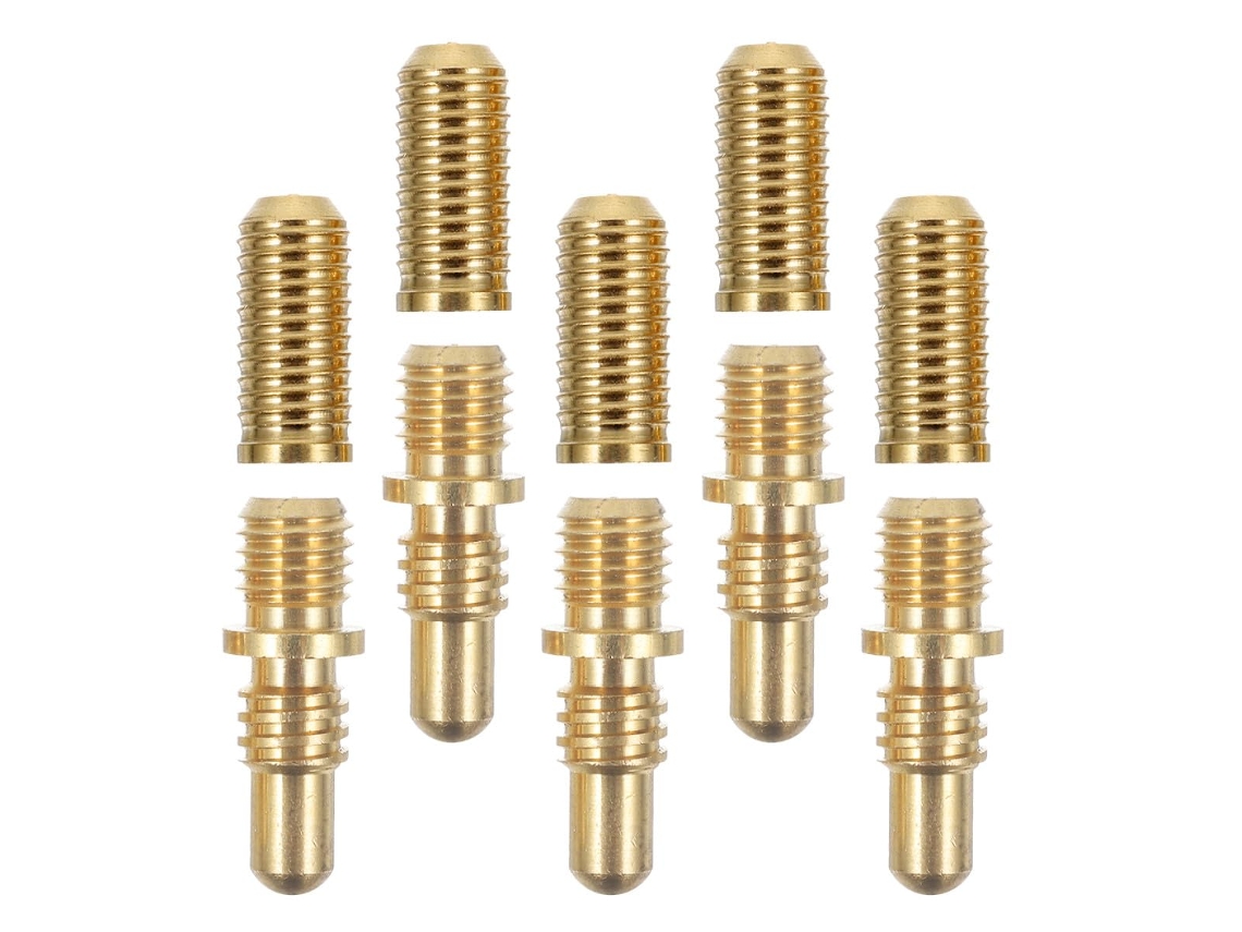 Conjunto De 5 Parafusos Conectores Taco Bilhar Em Cobre Dourado , Com