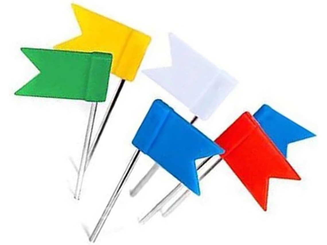 Tachinhas Com Formato De Bandeira, 160 Unidades Em 8 Caixas, Feitas De Pp E Metal, Com Cabeças De Plástico, Ideais Para