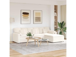 Vidaxl Sofá Modular Com Pufes E Almofadas Creme