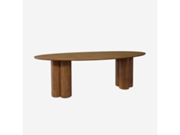 Mesa De Jantar Oval De Madeira E Folheado De Carvalho Para 8 Lugares, Madeira De Nogueira Sweeek