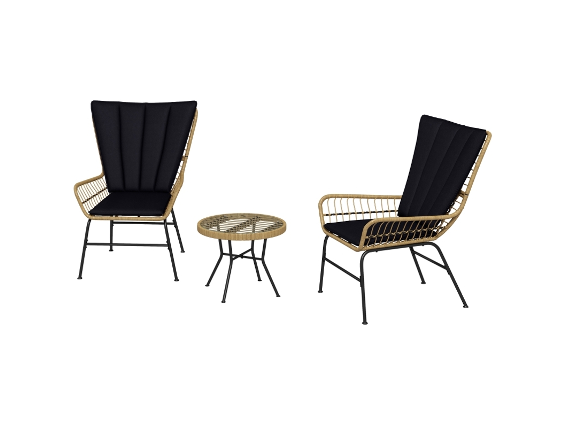 Conjunto Rattan 3 Peças Cadeiras Mesa VELTRIX