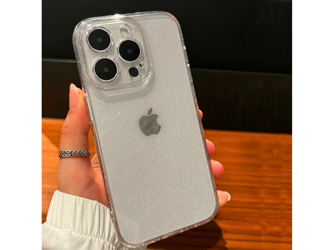 Capa Para Iphone 17 Pro Transparente, Translúcida, Com Glitter, Cobertura Total, Em Silicone, Resistente A Quedas.