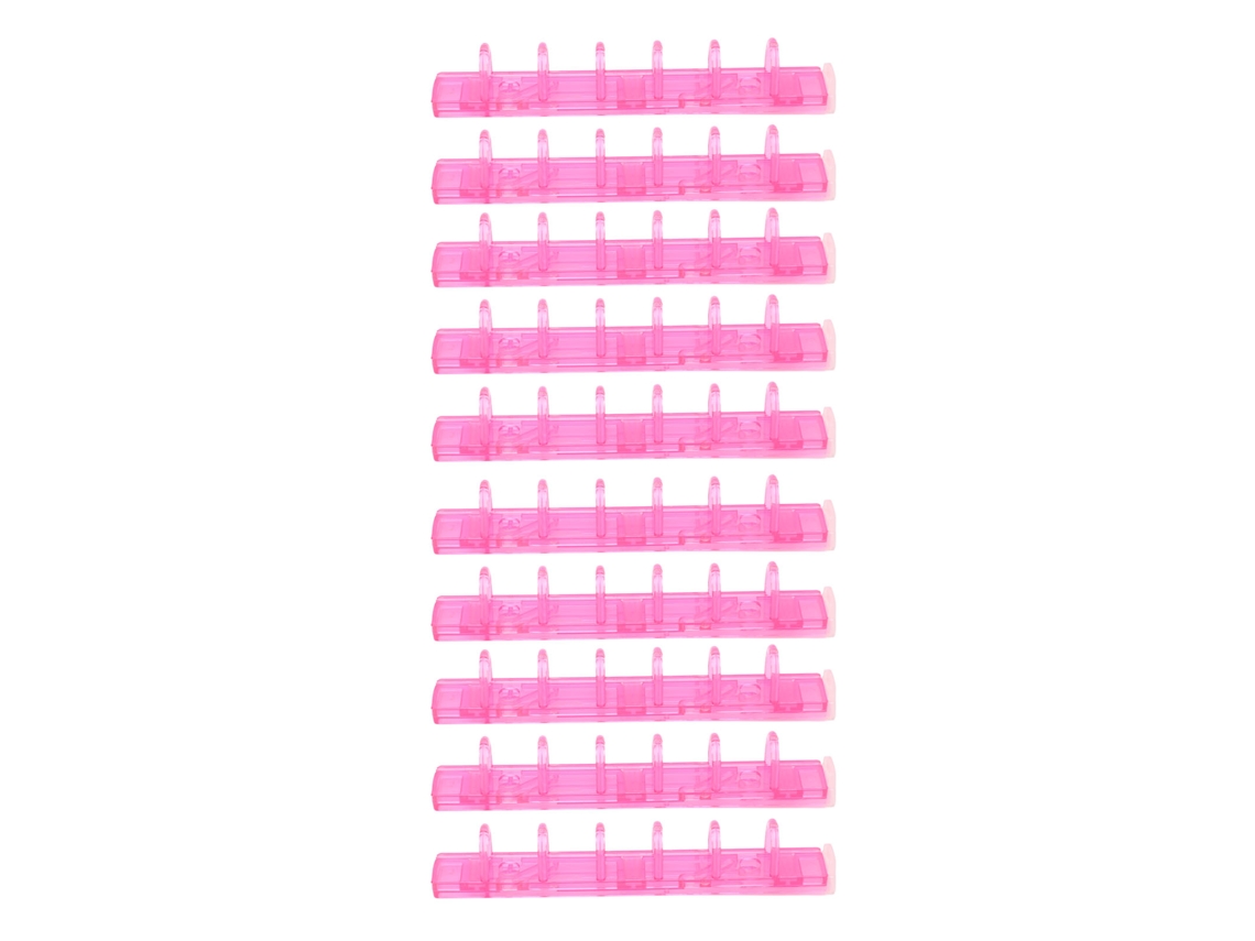 10pcs Pentes de Encadernação 6 Buracos em Abs Anéis de Encadernação para Professores Estudantes Documentos Notebook Rosa