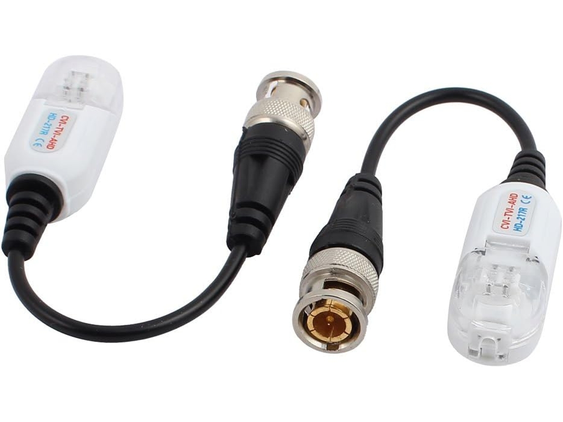 2 Unidades de Transceptor Balun Passivo de Vídeo Hd Cvi Tvi Ahd Trançado Utp Branco CHABERLU