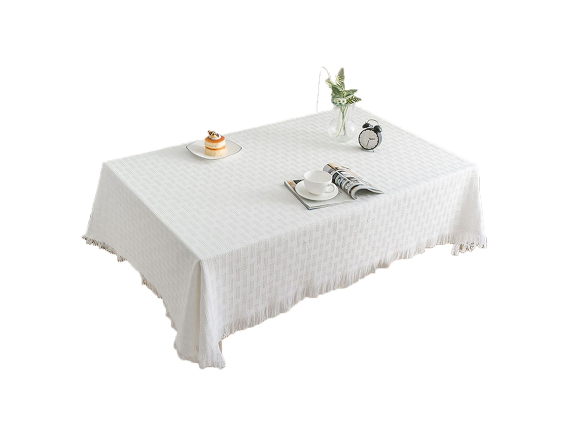 Toalhas de Mesa Ao Ar Livre À Prova de Poeira com Franjas Toalhas de Linho de Algodão Sem Vincos para Festas Estilo Buffet1 90*90Cm