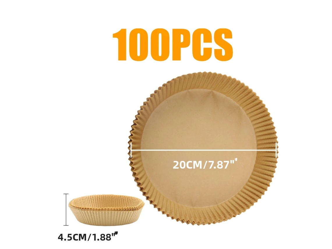 (100 Unidades, 20 Cm De Diâmetro) Papel Manteiga Descartável Antiaderente Para Fritadeiras Elétricas.