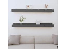 Vidaxl Prateleiras De Parede 2 Pcs 110x12x9 Cm Pinho Maciço Cinzento