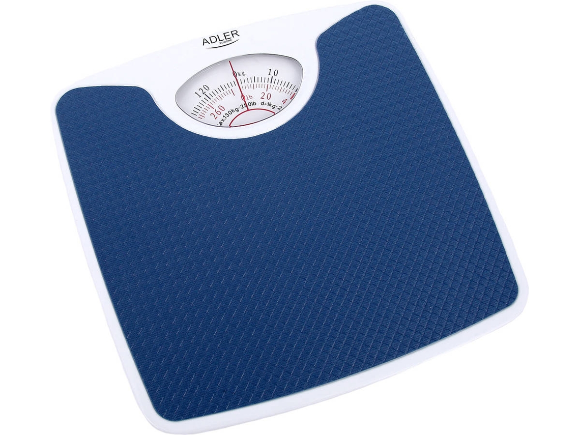 Balança Mecânica De Casa De Banho, 130 Kg, Alta Precisão, Superfície Antiderrapante Adler Ad8151b Branco Azul